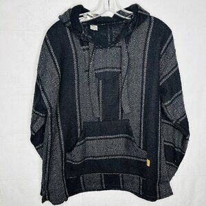 Molina Black Gray Drug Rug Rag Mexican Baja Hoodie Size M Vintage